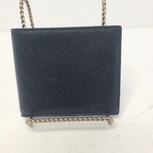 Coach Men's ID Billfold Wallet Black Pebbled Leather